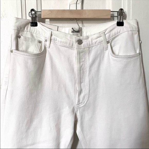 Agolde Nico High Rise Button Fly Slim Fit White Jeans Radiate - Picture 5 of 11